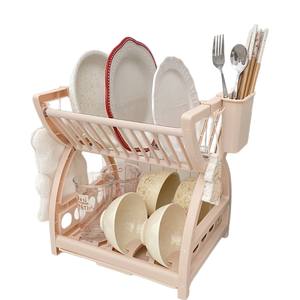 Égouttoir de cuisine multifonctionnel double couche pour vaisselle, bols, baguettes, assiettes, couteaux - en plastique écologique - Product Image 5