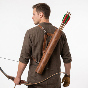 ชุดธนูและลูกศร ESHALZ IMPEX ARCHERY แบบ OEM ปรับแต่งได้เต็มที่ ทำจากหนังวัวแท้ 100% พร้อมกระเป๋าใส่ลูกศรสำหรับล่าสัตว์ รุ่น AQ-143T ขนาด 44 ซม. - Product Image 1