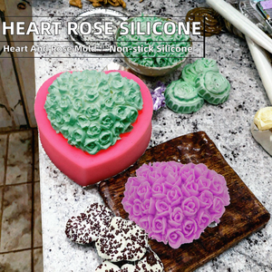 Molde de silicona DIY ecológico de 4 cavidades con forma de corazón, rosa y flor para hacer jabón, loción, bombas de baño y velas. - Product Image 2