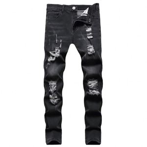 Pantalon en jean droit pour homme, style streetwear, coupe ample - Product Image 1