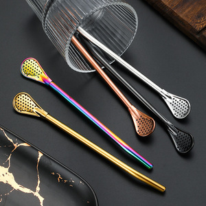 ช้อนกรองสแตนเลส 304 แบบโค้งงอได้สำหรับกาแฟชาผลไม้พร้อมหัวกรองแบบมีรู ความยาว 21 ซม. - Product Image 3