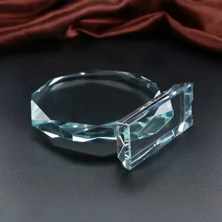 Fábrica atacado transparente em branco cristal troféu prêmio componentes claro personalizado cristal troféu prêmios com base de cristal