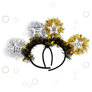 New Happy New Year Party Photo Props Creative Five-pointed Stars Shining Gold and Silver <strong>Hair</strong> Hoops England Style Material - Product Image 1