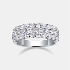 Anillo de moissanita de tres capas hipoalergénico a la moda para mujer, anillo de compromiso de boda de Plata de Ley 925 - Product Image 1