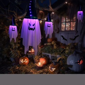Lámpara de Araña LED de Halloween, Luz Blanca Cálida, 113 cm, DC 6V, con Diseño de Fantasma y Calabaza, Decoración Espeluznante para Fiestas y Casas Encantadas - Product Image 6
