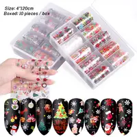 Nail Foil Christmas Halloween Nail Stickers Decals 10 Pcs Holographic Nail Foil Water Transfer Stickers DIY Decorations Manicure