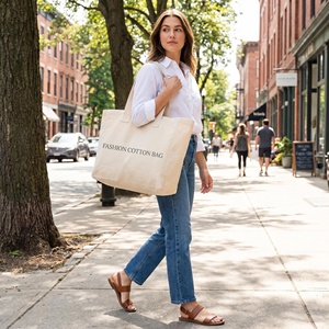 Bolsas de Tela de Algodón Reutilizables de Gran Capacidad con Logotipo Personalizado al <span class=keywords><strong>por</strong></span> <span class=keywords><strong>Mayor</strong></span> para Compras - Product Image 3