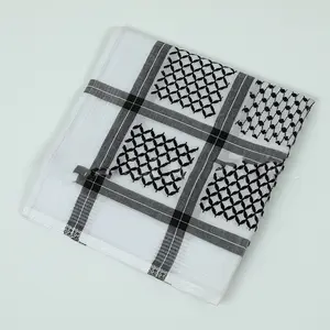 Ready in stock check polyester shemagh scarf black and white pattern shemagh arab scarves