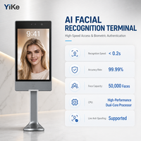 Système de contrôle d'accès par reconnaissance faciale IA 8 pouces, machine de présence à reconnaissance faciale 50000 visages, détection de vitalité à double caméra