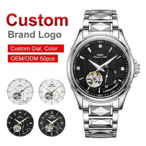 โกลด์เมนนาฬิกาข้อมืออะนาล็อกแบบกลไกอัตโนมัติหรูหราเหล็กเรืองแสงกันน้ำคริสตัลแซฟไฟร์เพชร - Product Image 1