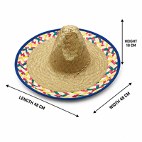 Nouvel Arrivage Chapeau de Paille Sombrero Mexicain Coloré Tressé à Large Bord, Chapeau de Soleil, Accessoire Photo pour Fête et Célébration de Fiesta Mexicaine