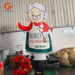 MAMA'S <span class=keywords><strong>PIZZA</strong></span> Danseur gonflable publicitaire, figurine de grand-mère accrocheuse pour la publicité extérieure de restaurant, grand ouverture - Product Image 2