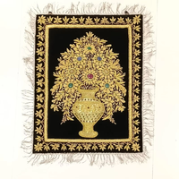 Broderie Zari à motif de fleurs faites à la main, tapis de décoration d'intérieur traditionnel artistique, accessoires d'affichage en gros