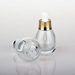 Mới về - Bán chạy! Chai nhỏ giọt tinh dầu thủy tinh trong suốt hình giọt nước 1oz, nắp nhôm màu bạc/vàng, dùng cho serum dưỡng da - Product Image 3