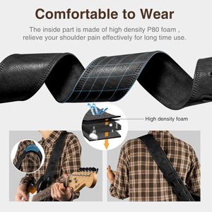Lekato Leather <b>Guitar</b> Strap 2.5 Inch Wide Padded Bass Strap Adjustable Length Durable Matte Finish Uncoated - Product Image 2