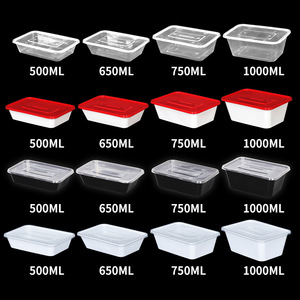 Rectangular Disposable Lunch Box 2 Compartments <b>Microwave</b> Safe Plastic Lid Takeout Container - Product Image 2