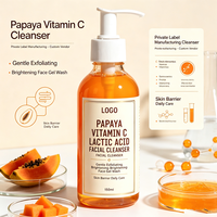 Nettoyant Visage Moussant Exfoliant Doux Éclaircissant à la Papaye, Vitamine C et Acide Lactique Marque Blanche – Nettoyage en Profondeur