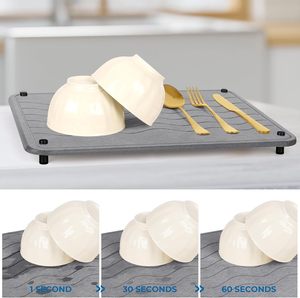 Tapis de séchage pour vaisselle en terre de diatomée classique, super absorbant, à séchage rapide, résistant à la chaleur, écologique, pour la cuisine - Product Image 3