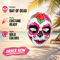 Masque LED Calavera à motif floral, accessoires de mascarade en PVC pour Halloween
