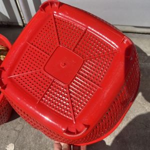 <b>Plastic</b> Imitation Bamboo Woven Shopping <b>Basket</b> Red Durable Vegetable Fruit Storage <b>Basket</b> No Handle - Product Image 1