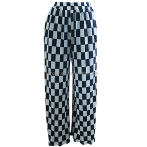 Pantaloni Plissettati da <span class=keywords><strong>Donna</strong></span> alla Moda in <span class=keywords><strong>4</strong></span> Colori con Elastico in Vita e Tasche in Tessuto Satinato Stropicciato a Quadri - Product Image 4