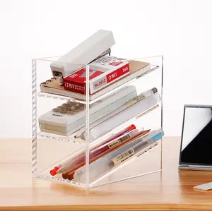 Acrylic Stationery box for office supplies Large capacity pen holder clear pen holder Oblique type pen holder