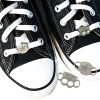Boucles de lacets en alliage de zinc gravées avec logo de marque, étiquettes métalliques personnalisées pour chaussures / vêtements / sacs / maillots de bain