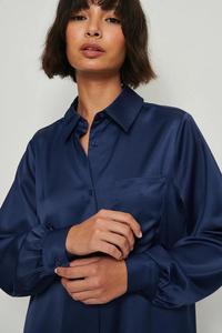 Camicia di alta qualità elegante e naturale di seta di gelso a manica lunga tinta unita con bottone morbida e traspirante camicetta da pendolare - Product Image 4