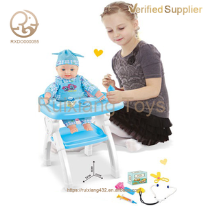 Jouet de poupée en plastique éducatif pour bébés et enfants avec chariot ensemble d'alimentation chaise haute et jouets médicaux pour médecins - Product Image 2
