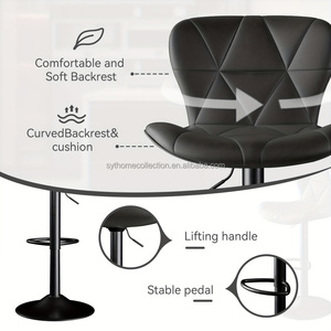 Tabourets de bar à dossier arqué de haute qualité pour îlot de cuisine, ultra-doux pour tables latérales rembourrées, salon, balcon, appartement - Product Image 4