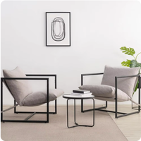 Chaise d'appoint de style moderne avec cadre en métal Fauteuil en mousse déchiquetée gris foncé pour les repas, les bars et les loisirs