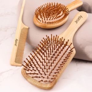 Peignes en bois de bambou naturel, <span class=keywords><strong>brosse</strong></span> démêlante à palette pour <span class=keywords><strong>cheveux</strong></span> lisses épais et secs - Product Image 4