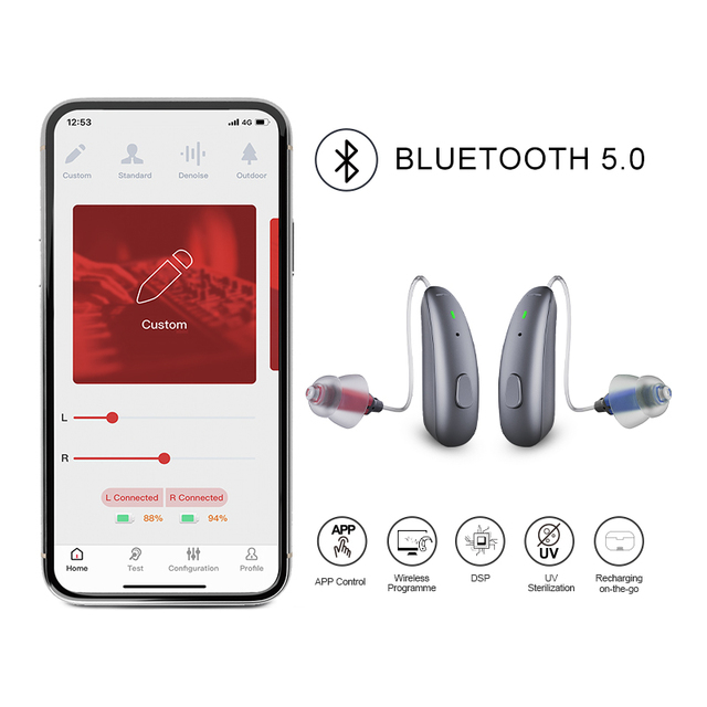 JINGHAO China Customized Rechargeable Bluetooth Hearing Aid Device Hidden Hearing Aids