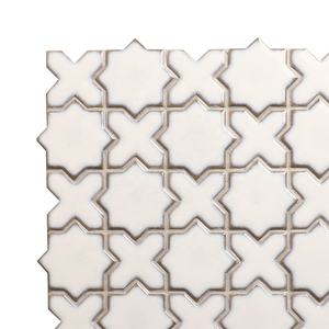 Mosaico de Porcelana Esmaltada en Horno con Diseño de <span class=keywords><strong>Estrella</strong></span> Cruzada, Revestimiento Decorativo para Paredes de Cocina, Baño y Ducha, Azulejo de Cerámica Blanco - Product Image 3