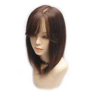 12 pouces naturel noir/marron WIGTS cheveux humains respirant cheveux vierges sensation peignes intérieurs attaché à la main mi droite Premium léger - Product Image 1