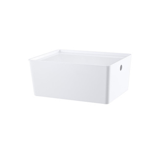 <b>Plastic</b> Storage <b>Boxes</b> Bins White Rectangle Stackable With Lid For Cosmetics Stationery Dormitory Use - Product Image 5