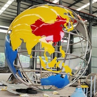 Statue de la Terre en Métal de Grande Taille, Design Géographique Urbain, Couleur Personnalisée, Sculpture Décorative Globe Terrestre en Acier Inoxydable Faite à la Main