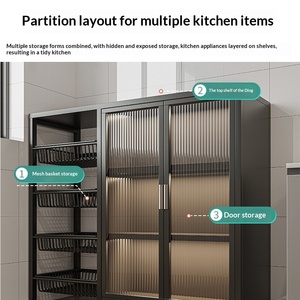 <span class=keywords><strong>Meuble</strong></span> de rangement de cuisine sur pied multi-niveaux avec porte <span class=keywords><strong>pour</strong></span> micro-ondes, organisateur de garde-manger et armoire de rangement - Product Image 2