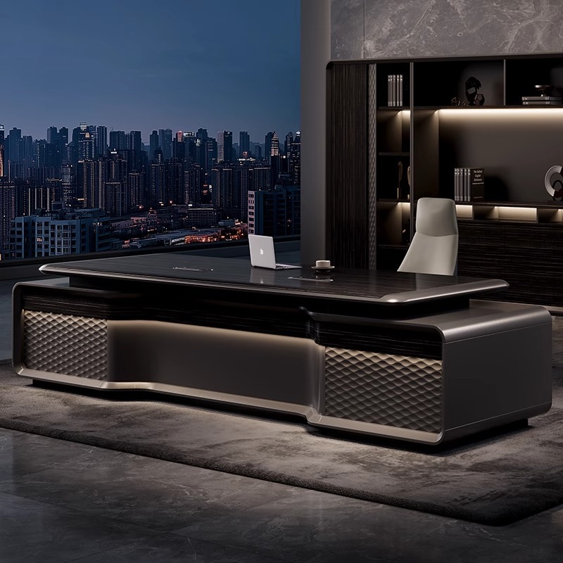 Luxury Modern L-Shaped Executive Office Desk MDF Material Modular Design Minimalist Style