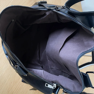 กระเป๋าสะพายสำหรับเดินทางของผู้หญิง, กระเป๋าสะพายไหล่สีดำความจุขนาดใหญ่กระเป๋าสะพายข้างกระเป๋าถือหนังนิ่มสีทึบ - Product Image 5