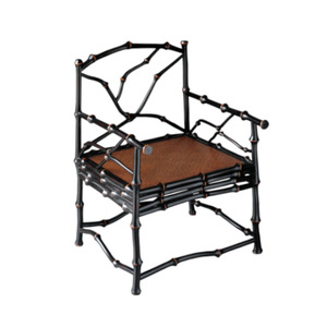 Fauteuil en bambou de style chinois, dossier rond, fait main, Wabi Sabi, chaise de salon - Product Image 2