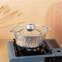Boîte d'emballage à emporter Pique-nique en plein air Conteneurs de papier d'aluminium avec couvercle Rond Épaissie Jetable Feuille d'étain Pot Pan
