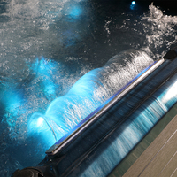 Baignoire Spa Extérieure Carrée de Luxe Moderne en Acrylique Marron de Haute Qualité avec Massage et Lumières LED pour 4 Personnes, Bain à Bulles