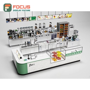 Exhibidor de Productos de Café Integrado con Acabado de Madera Laminada para Área de Recogida de Clientes, Exhibidor de Productos para Cafetería - Product Image 5