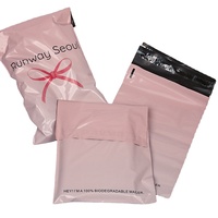 Minfly Sac en poly OPP rose personnalisé Enveloppes de sac de livraison imprimées avec logo doré pour achats et courriers