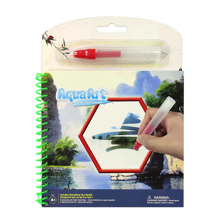 Water Painting Coloring Drawing Book with Brush Water Pen for Kids