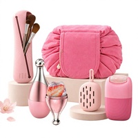OEM ODM Kit de beauté en silicone, comprenant pinceaux et houppettes de maquillage, sacs de rangement, boîte cadeau personnalisée, collection d'accessoires de maquillage et de soins de la peau Ice