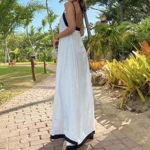 Fd21622025 यूरोपीय यूरोपीय और अमेरिकी नई महिला ग्रीष्मकालीन अवकाश पट्टा पोशाक विपरीत रंग और खुले वापस, ढीली-फिटिंग डॉ... - Product Image 2