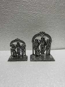 Statues Religieuses en Argent Pur de Lord Rama, Sita, Lakshmana et Hanuman – Décorations de Temple, Statues de Dieux en Argent Fini Ram Darbar - Product Image 2