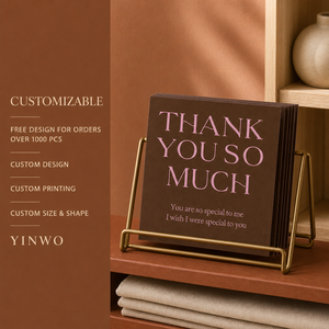Biglietto di ringraziamento personalizzato marrone cioccolato all'ingrosso - Grazie mille! Stampa personalizzata, forma personalizzata, OEM ODM - Product Image 4
